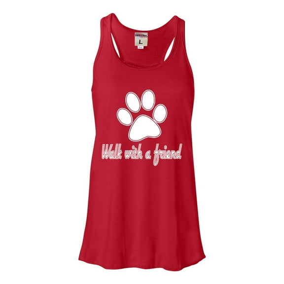 Womens Walk With A Friend Dog Lovers Pet Lovers Flowy Racerback Tank Top T-Shirt