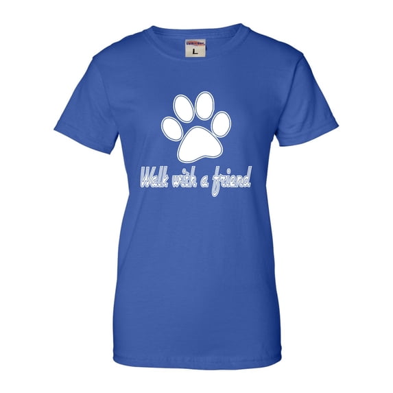 Womens Walk With A Friend Dog Lovers Pet Lovers T-Shirt