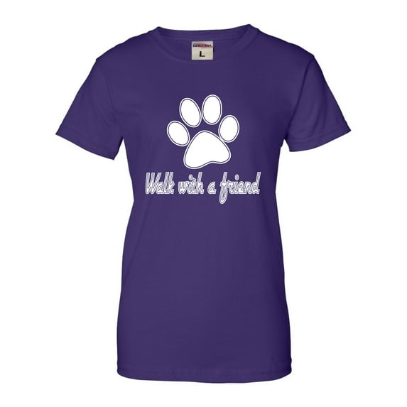 Womens Walk With A Friend Dog Lovers Pet Lovers T-Shirt