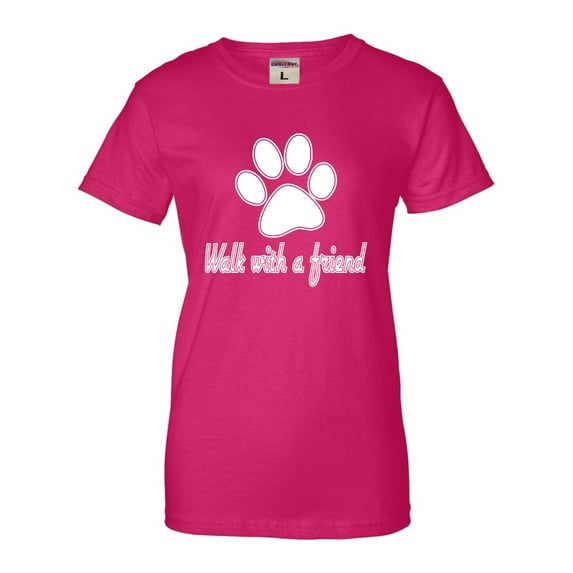 Womens Walk With A Friend Dog Lovers Pet Lovers T-Shirt