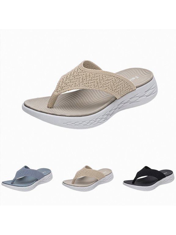 Womens Walking Sandals with Arch Support Lightweight Comfortable Athletic Sport Hiking Flip Flops Long Distances Travel Camping Outdoor Summer Shoes Black Size 8.5