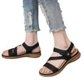 thumbnail image 1 of Womens Walking Sandals Open Toe Arch Support Orthopedic Shoes Thick Soft Sole Breathable Footbed Slingback Summer Dress Shoes Black Size 6.5, 1 of 6