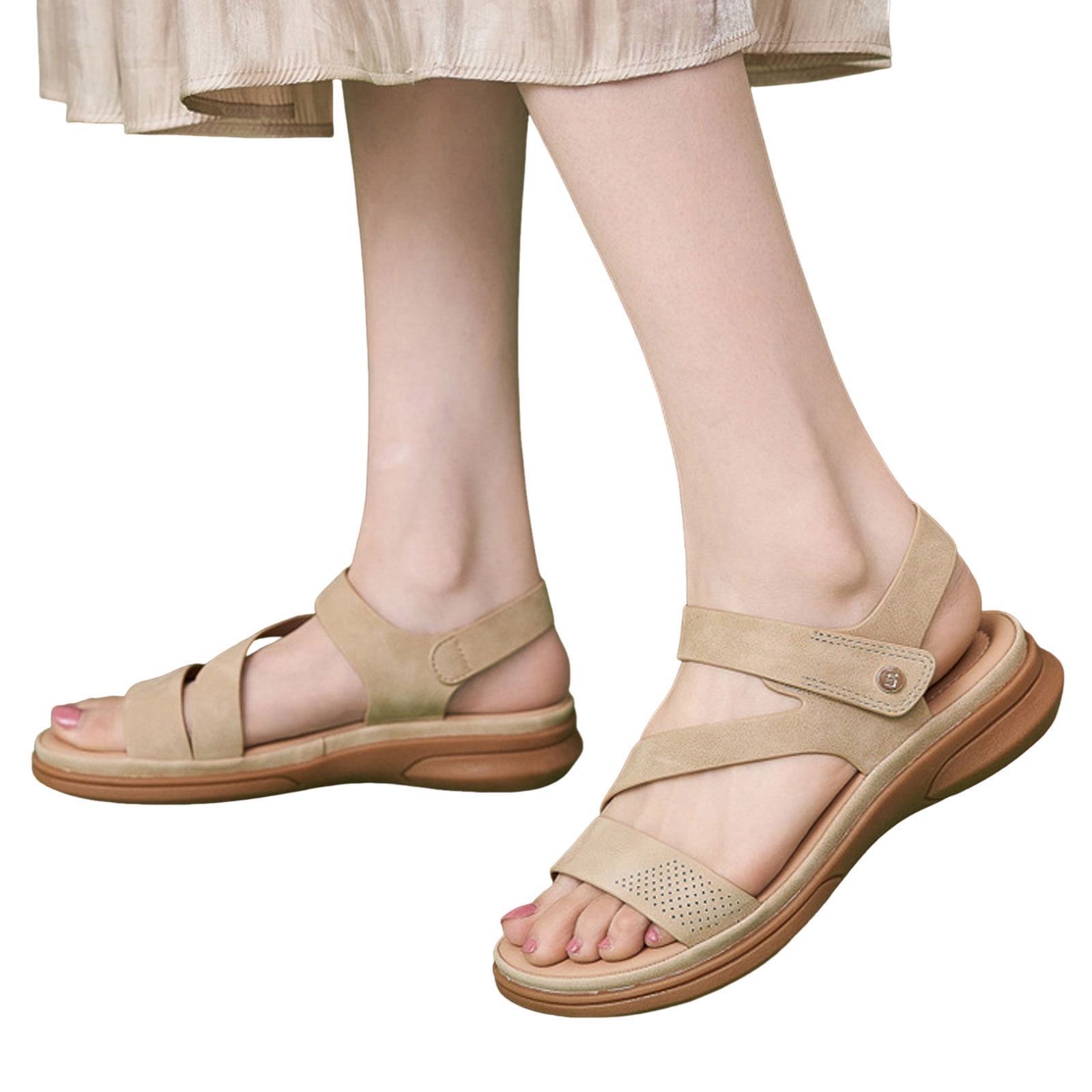 Womens Walking Sandals Open Toe Arch Support Orthopedic Shoes Thick ...