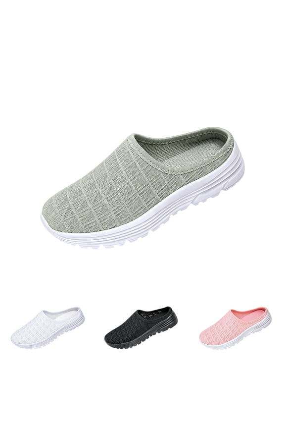 Womens Walking Shoes Breathable Mesh Mules Sneakers Open Back Slip On Slippers Backless Tennis Shoes Non-Slip Lightweight Casual Sports Shoe,37