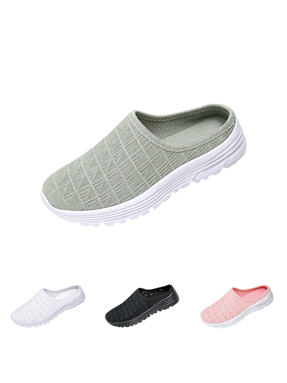 Womens Walking Shoes Breathable Mesh Mules Sneakers Open Back Slip On Slippers Backless Tennis Shoes Non-Slip Lightweight Casual Sports Shoe,40