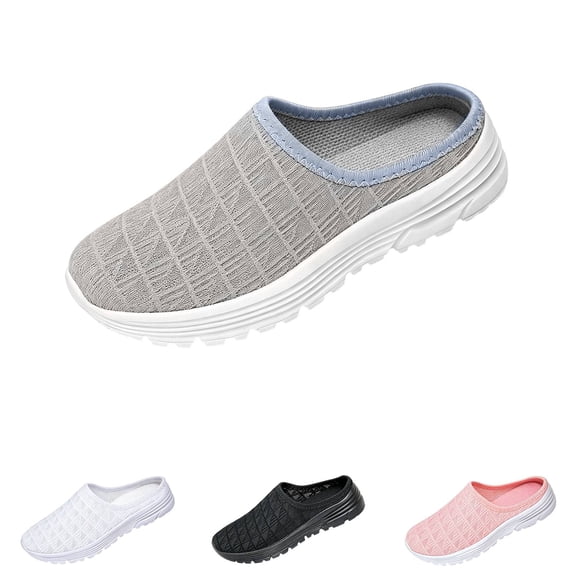 Womens Walking Shoes Breathable Mesh Mules Sneakers Open Back Slip On Slippers Backless Tennis Shoes Non-Slip Lightweight Casual Sports Shoe Green 47