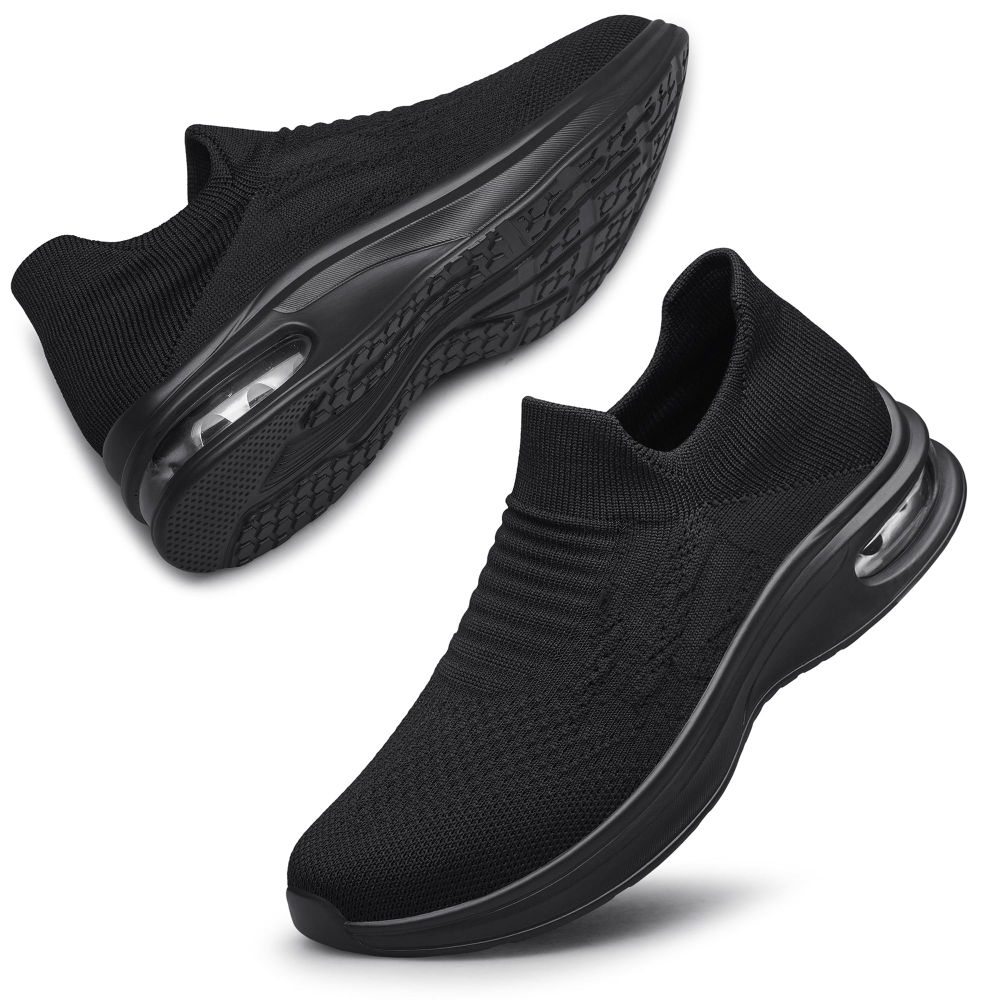 vibdiv Womens Walking Shoes Non Slip Running Shoes Breathable Workout Shoes Lightweight Gym Sneakers zapatos para mujer Black Size 7.5