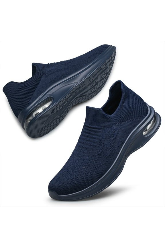 Womens Walking Shoes Non Slip Running Shoes Breathable Workout Shoes Lightweight Gym Sneakers zapatos para mujer Navy Blue Size 7.5