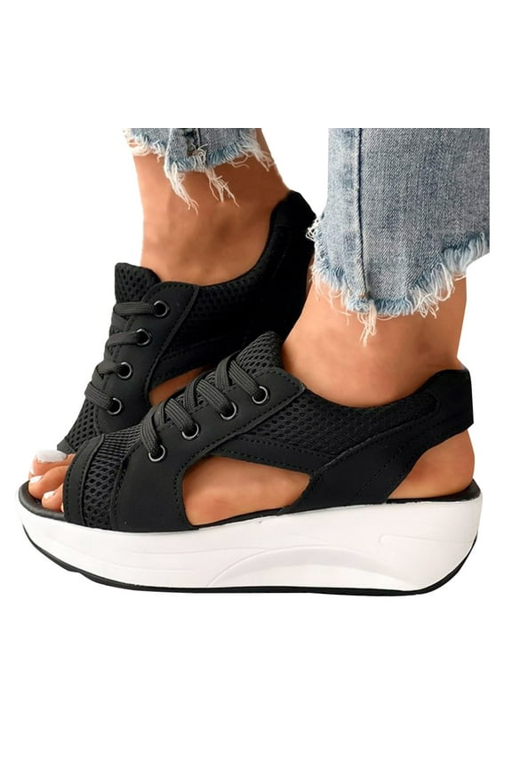 Womens Walking Shoes Slip On Sock Sneakers Lady Girls Lace Up Mesh Air Cushion Platform Wedge Shoes