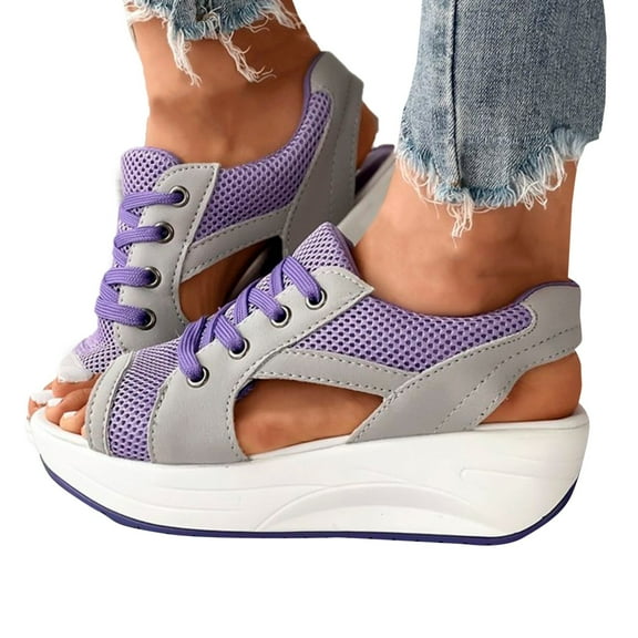 Womens Walking Shoes Slip On Sock Sneakers Lady Girls Lace Up Mesh Air Cushion Platform Wedge Shoes