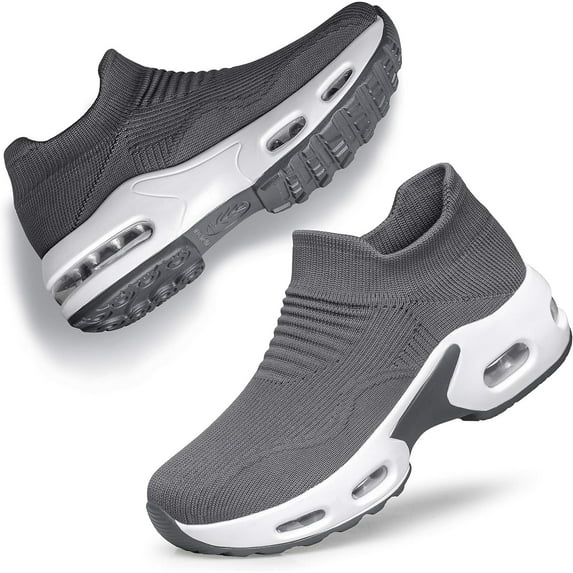 Womens Walking Shoes Slip on Sock Sneakers Lady Girls Nurse Mesh Air Cushion Platform Loafers Fashion Casual