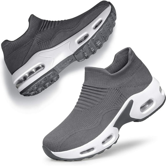 Womens Walking Shoes Slip on Sock Sneakers Lady Girls Nurse Mesh Air Cushion Platform Loafers Fashion Casual