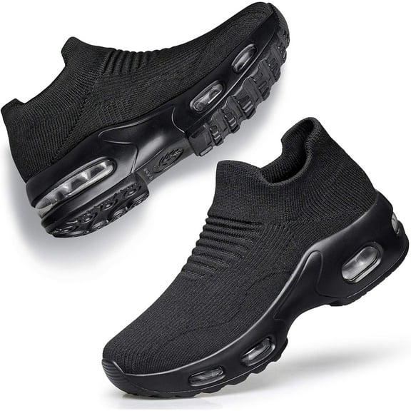 Womens Walking Shoes Slip on Sock Sneakers Lady Girls Nurse Mesh Air Cushion Platform Loafers Fashion Casual