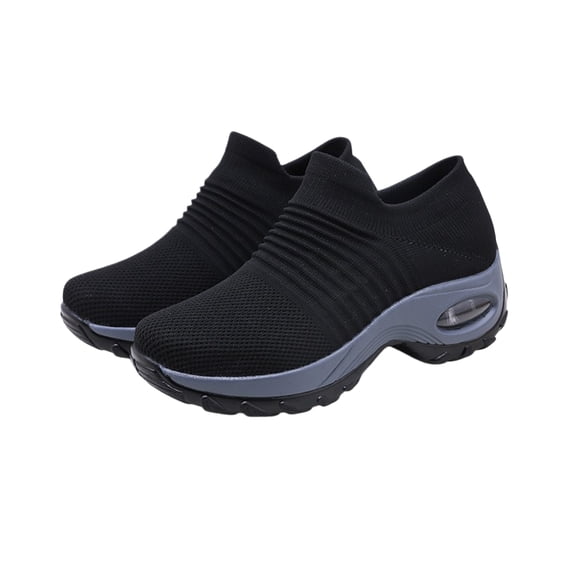 Womens Walking Shoes Sock Casual Ladies Fashion Sneakers Comfortable Slip On Air Cushion Platform Women's Footwear(Dark Gray, 8)