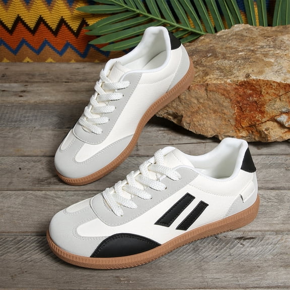 Womens Walking Shoes, Womens Sneakers, Sneakers for Women, Women Classic Retro Gum Sole Fashion Sneakers Casual Tennis Skate Shoe Comfort Walking Footwear Anti Slip Trainers, Black 6
