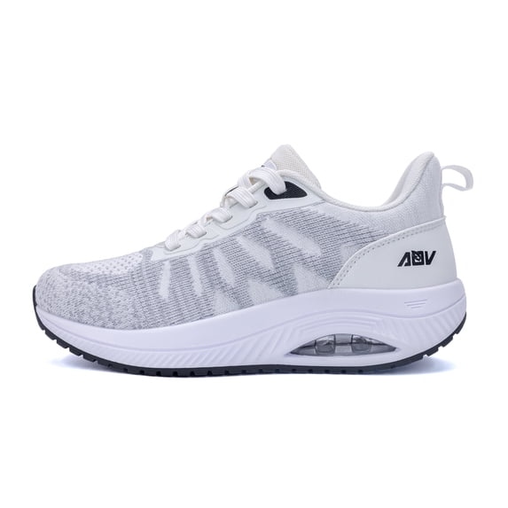 Womens Walking Shoes with Arch Support Orthotic Sneakers for Plantar Fasciitis Heel and Foot Pain Relief Tennis WhiteGrey Size 8.5