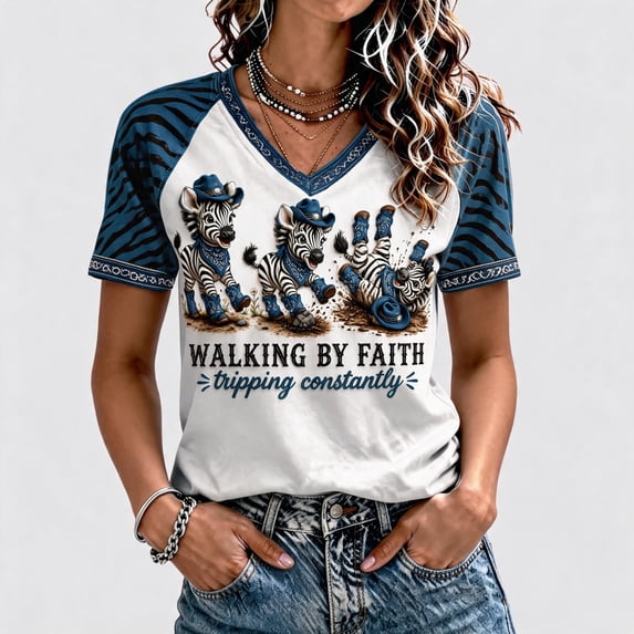 Womens Walking by Faith Tripping Constantly T-Shirt