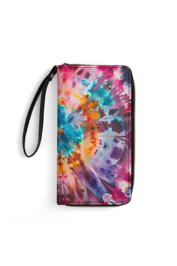 Womens Wallet Bifold Ladies Cluth Bag Wristlet Wrist Strap Long Purse Colorful Design