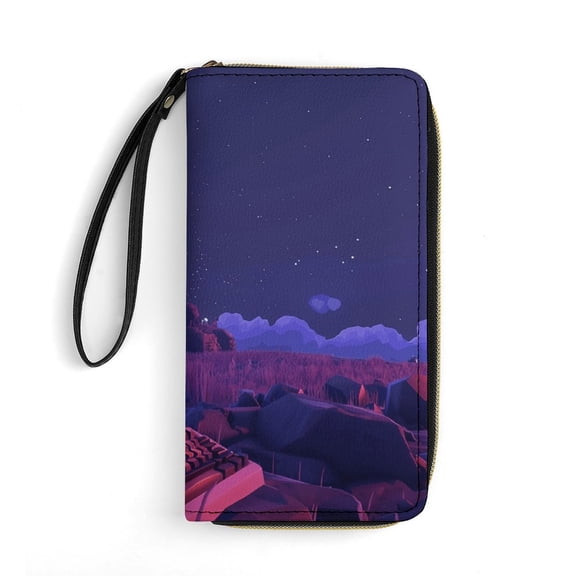 Womens Wallet Bifold Ladies Cluth Bag Wristlet Wrist Strap Long Purse Console Design