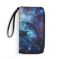 thumbnail image 1 of Womens Wallet Bifold Ladies Cluth Bag Wristlet Wrist Strap Long Purse Dolphins Galaxy Design, 1 of 6