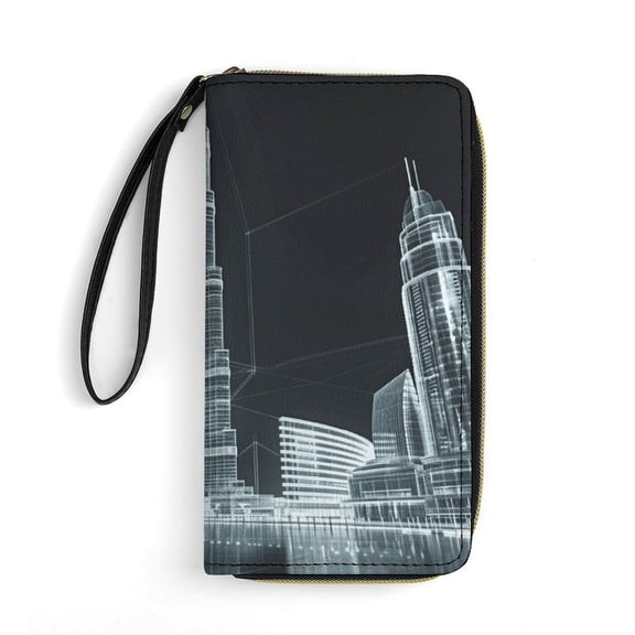 Womens Wallet Bifold Ladies Cluth Bag Wristlet Wrist Strap Long Purse Dubai Hologram Design