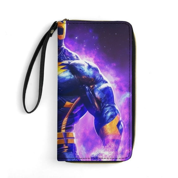 Womens Wallet Bifold Ladies Cluth Bag Wristlet Wrist Strap Long Purse Hero Design