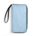 thumbnail image 1 of Womens Wallet Bifold Ladies Cluth Bag Wristlet Wrist Strap Long Purse Light Blue Denim Pattern Texture Design, 1 of 6