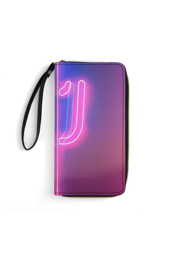 Womens Wallet Bifold Ladies Cluth Bag Wristlet Wrist Strap Long Purse Neon Cactus Desert Design