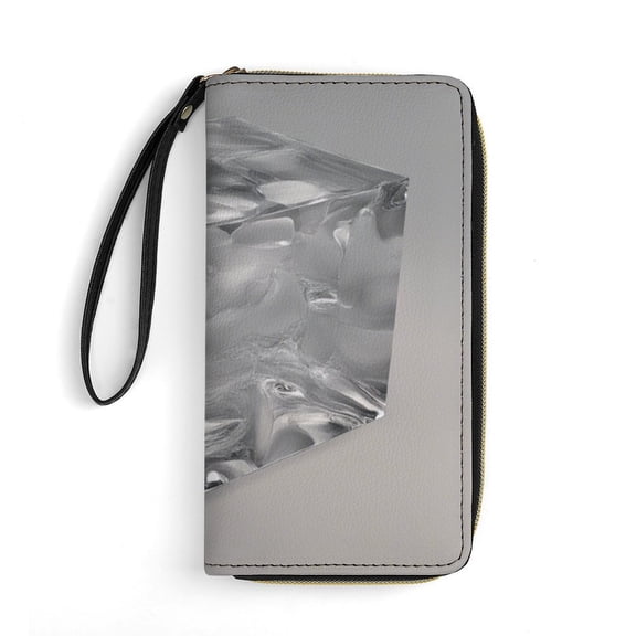 Womens Wallet Bifold Ladies Cluth Bag Wristlet Wrist Strap Long Purse Oil Cube Design