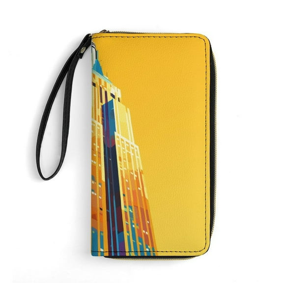 Womens Wallet Bifold Ladies Cluth Bag Wristlet Wrist Strap Long Purse Pride Manhattan Design