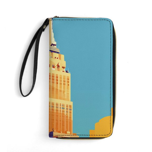 Womens Wallet Bifold Ladies Cluth Bag Wristlet Wrist Strap Long Purse Pride Manhattan Design