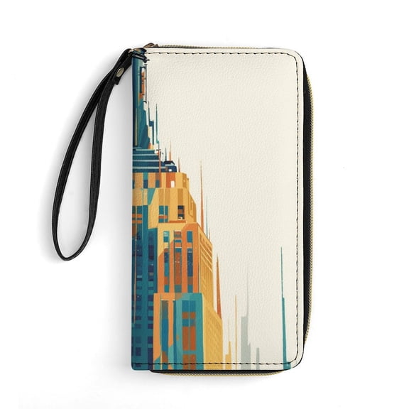 Womens Wallet Bifold Ladies Cluth Bag Wristlet Wrist Strap Long Purse Pride Manhattan Design