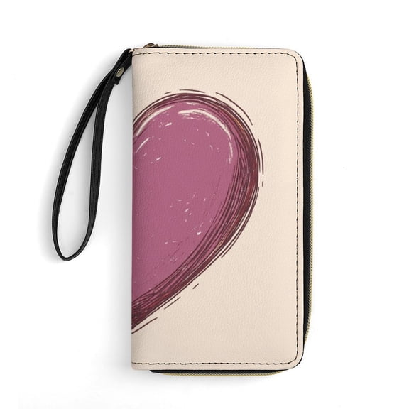 Womens Wallet Bifold Ladies Cluth Bag Wristlet Wrist Strap Long Purse Rainbow Heart Design