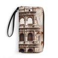thumbnail image 1 of Womens Wallet Bifold Ladies Cluth Bag Wristlet Wrist Strap Long Purse Rome Design, 1 of 6