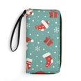 thumbnail image 1 of Womens Wallet Bifold Ladies Cluth Bag Wristlet Wrist Strap Long Purse Snow Santa Gift Sock Christmas Pattern Design, 1 of 6