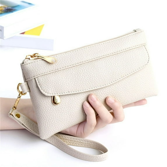 Womens Wallet Clutch Purse PU Leather Long Design Handbag Card Holder Coin Purse Organizer Multi-Slot Wristlet Insert For Women Daily Shopping Commute(White)
