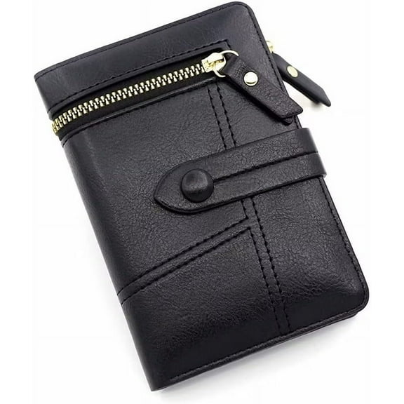 Womens Wallet Leather Purse with Card Slots Id Window Zipper Coin Purse Small Wallet