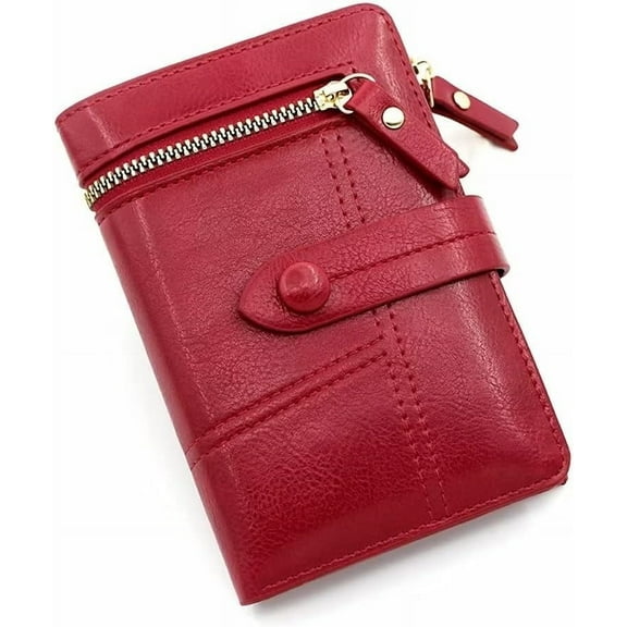 Womens Wallet Leather Purse with Card Slots Id Window Zipper Coin Purse Small Wallet