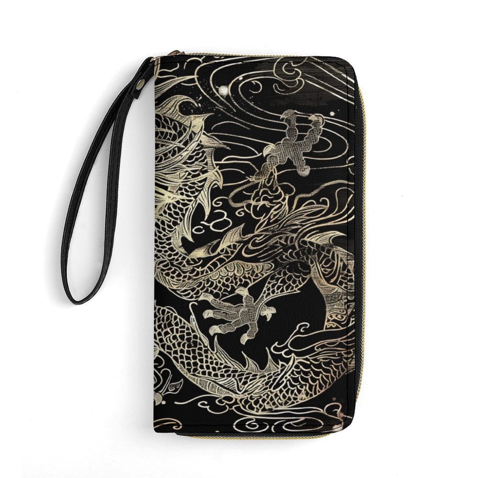 Long Countertop Design Womens Wallet Mens Clutch Bag Wristlet Wrist Strap Long Purse Dragon ...