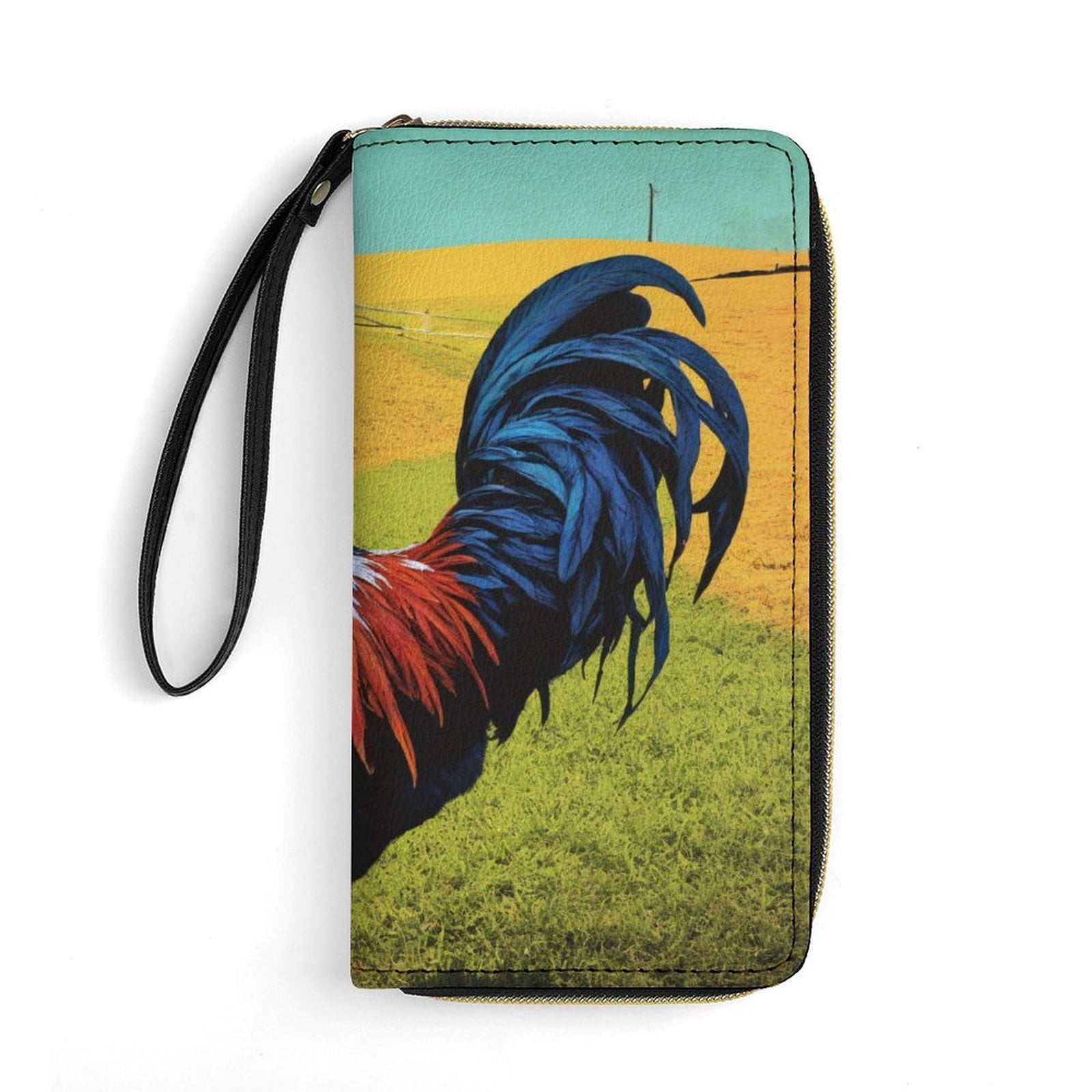 Long Countertop Design Womens Wallet Mens Clutch Bag Wristlet Wrist Strap Long Purse Rooster ...