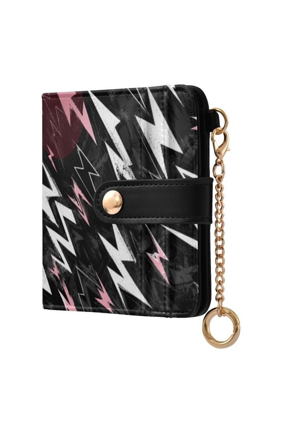 Womens Wallet PU Leather Bifold Small Purse with RFID Blocking Credit Card Holder Abstract Lightning Symbol