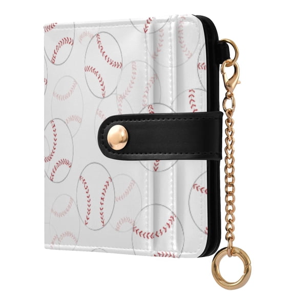Womens Wallet PU Leather Bifold Small Purse with RFID Blocking Credit Card Holder Baseball Seamless Pattern