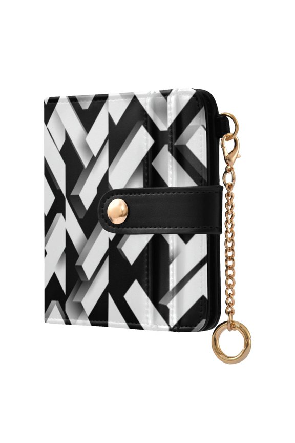 Womens Wallet PU Leather Bifold Small Purse with RFID Blocking Credit Card Holder Black and White Arrow
