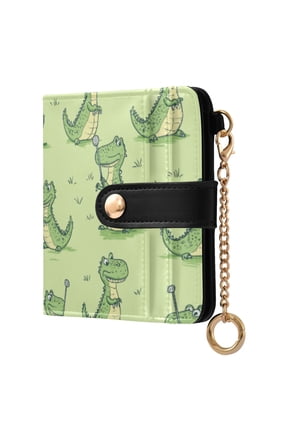 Womens Wallet PU Leather Bifold Small Purse with RFID Blocking Credit Card Holder Cartoon Alligators Playing Golf
