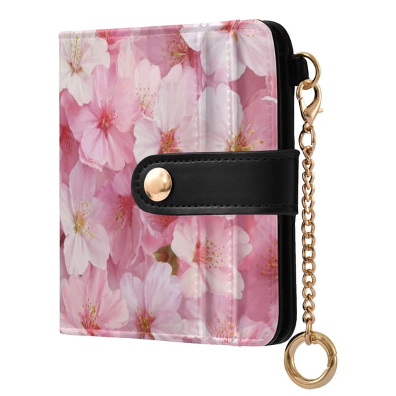 Womens Wallet PU Leather Bifold Small Purse with RFID Blocking Credit Card Holder Cherry Blossoms Pattern