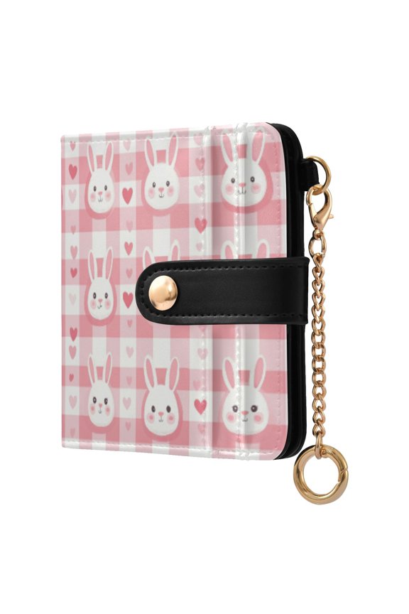 Womens Wallet PU Leather Bifold Small Purse with RFID Blocking Credit Card Holder Cute Bunny Faces