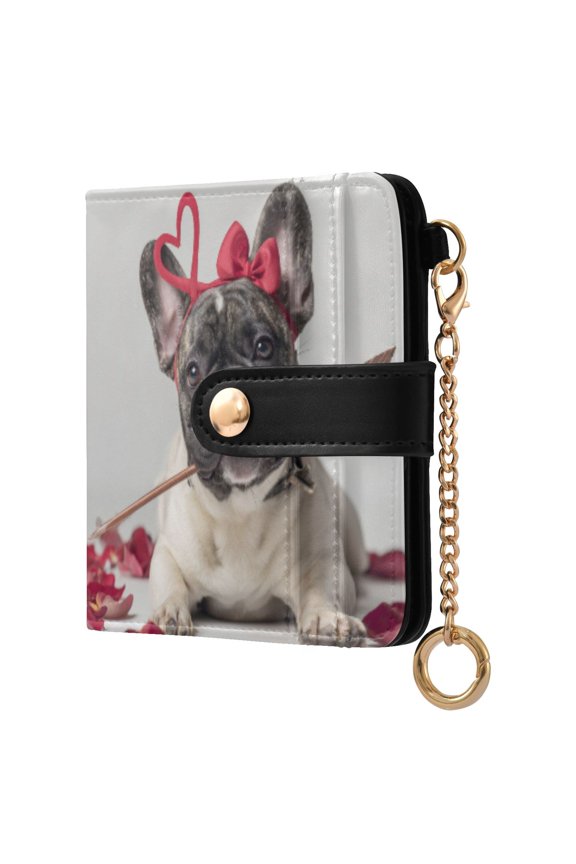 Womens Wallet PU Leather Bifold Small Purse with RFID Blocking Credit Card Holder Dog with An Arrow in Mouth