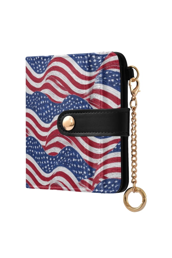 Womens Wallet PU Leather Bifold Small Purse with RFID Blocking Credit Card Holder Flags Wave Pattern