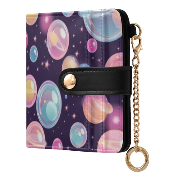 Womens Wallet PU Leather Bifold Small Purse with RFID Blocking Credit Card Holder Floating Bubbles Pattern