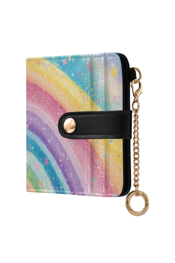Womens Wallet PU Leather Bifold Small Purse with RFID Blocking Credit Card Holder Glittery Rainbow